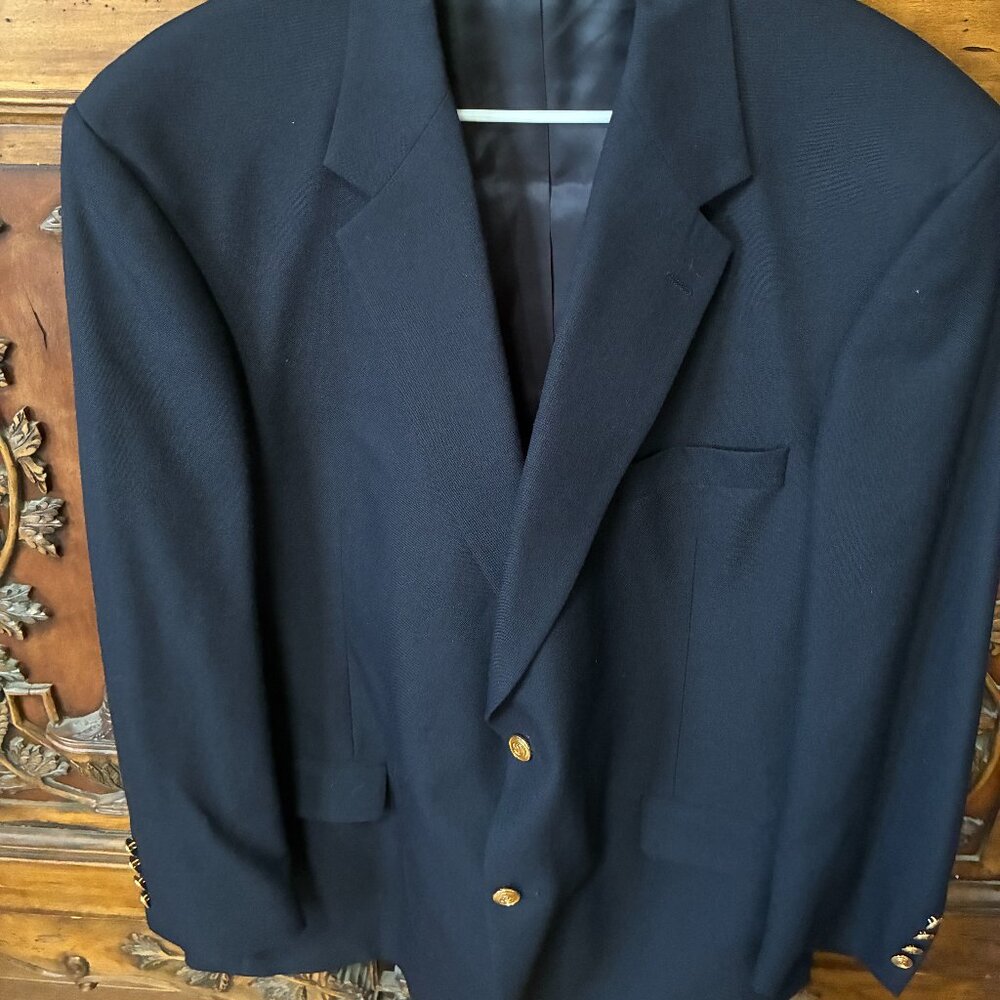 Wimbledon of England Navy Blazer 46L Gold Buttons Business Elevated Old Money.